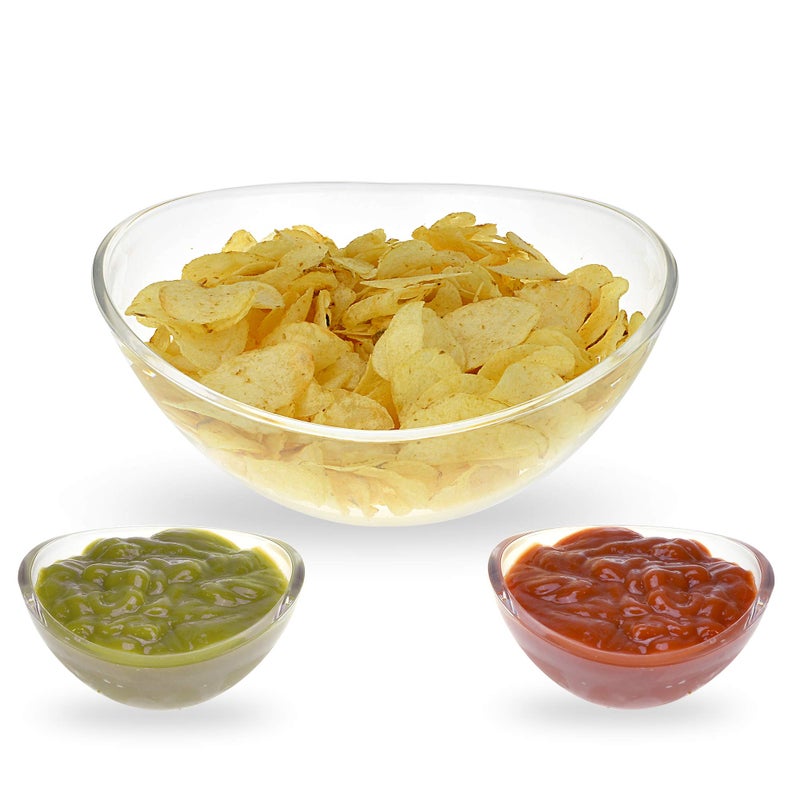 Roe & Moe Chip and Dip Acrylic Bowl Set (3L main bowl, 180ml dipping bowls) - Image 2